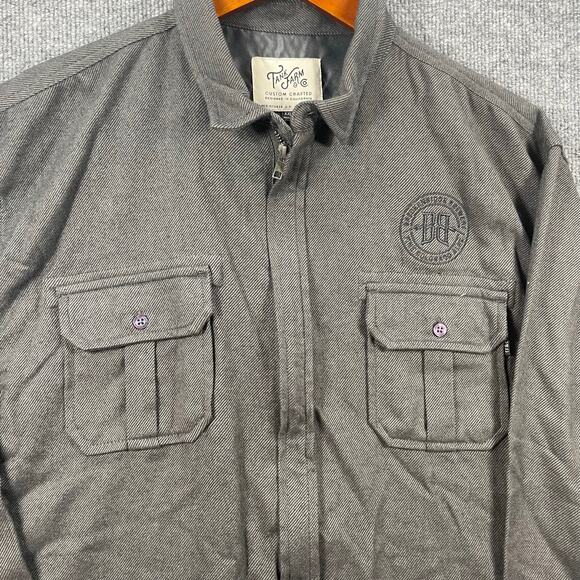 Tank Farm & Co. Zip Up Shirt Men's XXL Gray Long Sleeve NWT Chest Pockets Thick - Picture 2 of 14